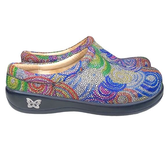 Alegria Women’s Kayla Bullseye Multi Color Rainbow Slip On Clog Size 38 US 8/8.5 - Picture 1 of 10